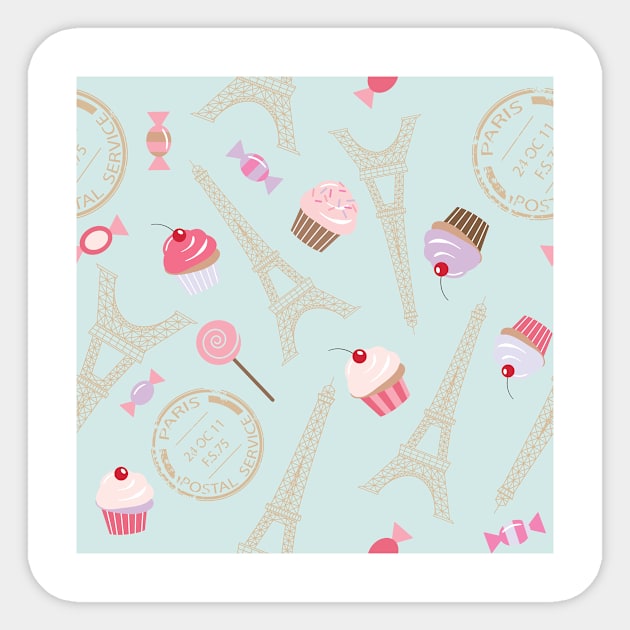 Feminine Paris Eiffel Tower Candy Pattern Sticker by NewburyBoutique